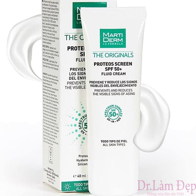 Kem Chống Nắng MartiDerm Phổ Rộng Bảo Vệ Toàn Diện 40ml The Originals Proteos Screen SPF50+ Fluid Cream